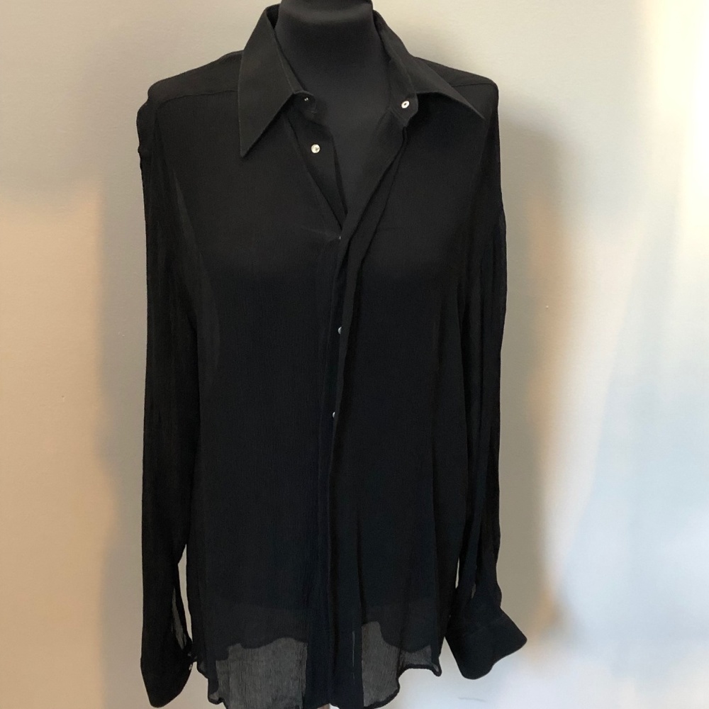Thierry Mugler Sheer Black Blouse